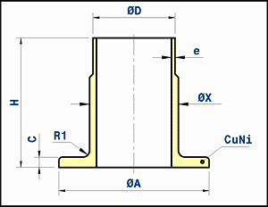 long inner flange - 16 bar - EEMUA 234