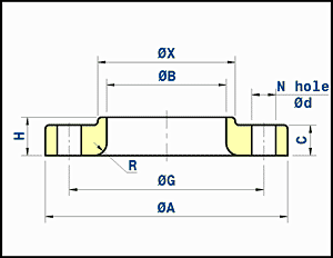 outer flange - 300 lbs - ANSI B16.5 - galvanized or epoxy coated