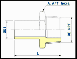 butt welding ends x male thread